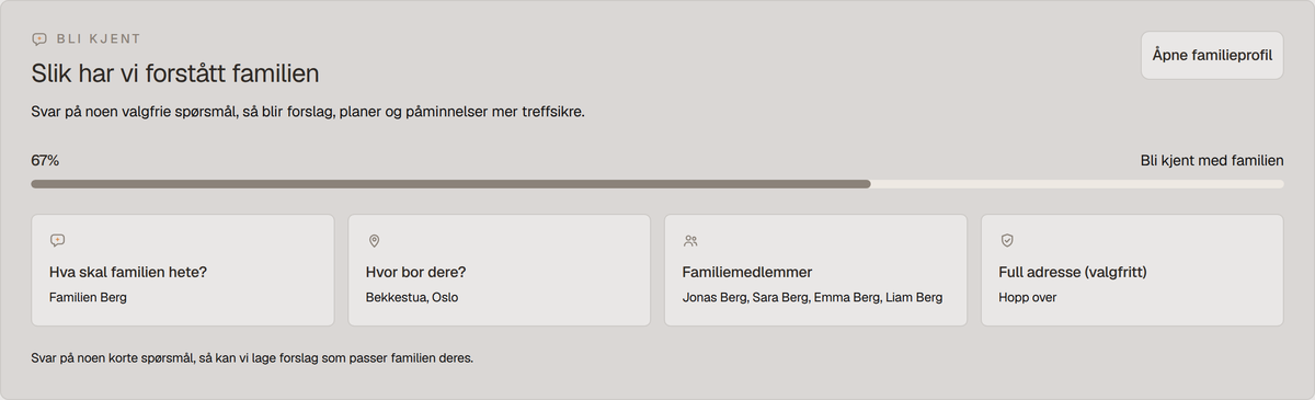 Opprett familien din